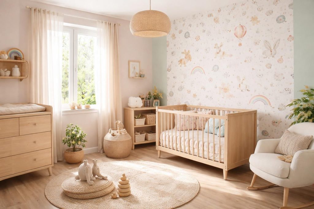 embellissez la chambre de votre bébé lors de votre rénovation avec du papier peint lilipinso aux motifs charmants ou des teintes douces et apaisantes de dulux valentine pour un cocon chaleureux et accueillant.