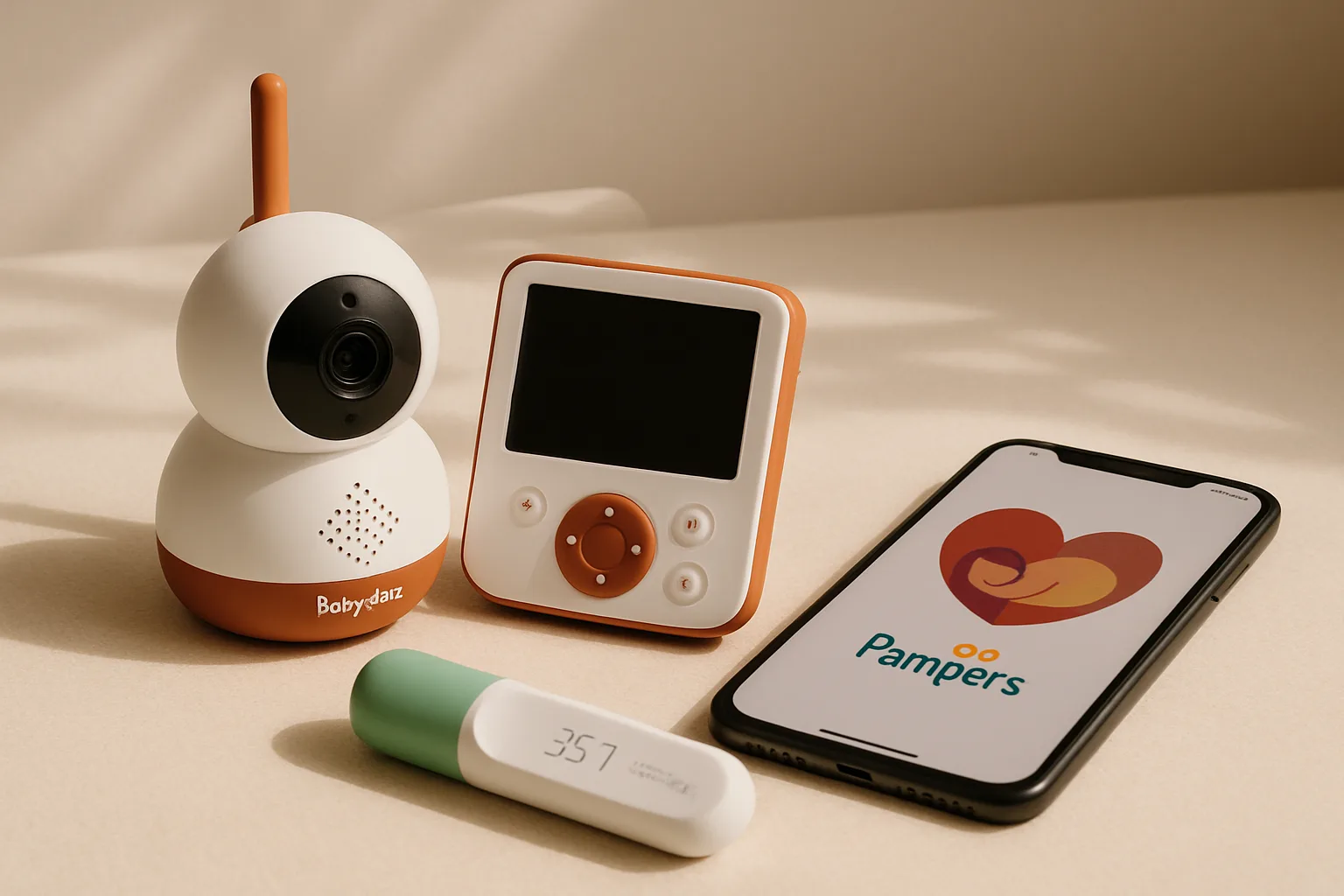 Les produits bébé tech avec babyphones Babymoov, thermomètres connectés Withings et apps Pampers